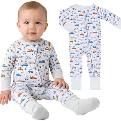 Car Traffic Jam Baby Convertible Zippy Romper, Car Lover Convertible Romper For Baby BB0405