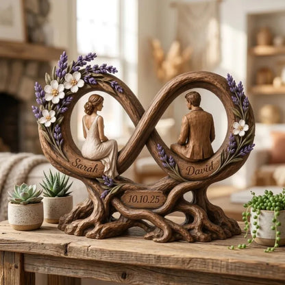 Personalized Couple Infiniti Wooden Plaque, Custom Wedding Anniversary Wooden Block WD0795