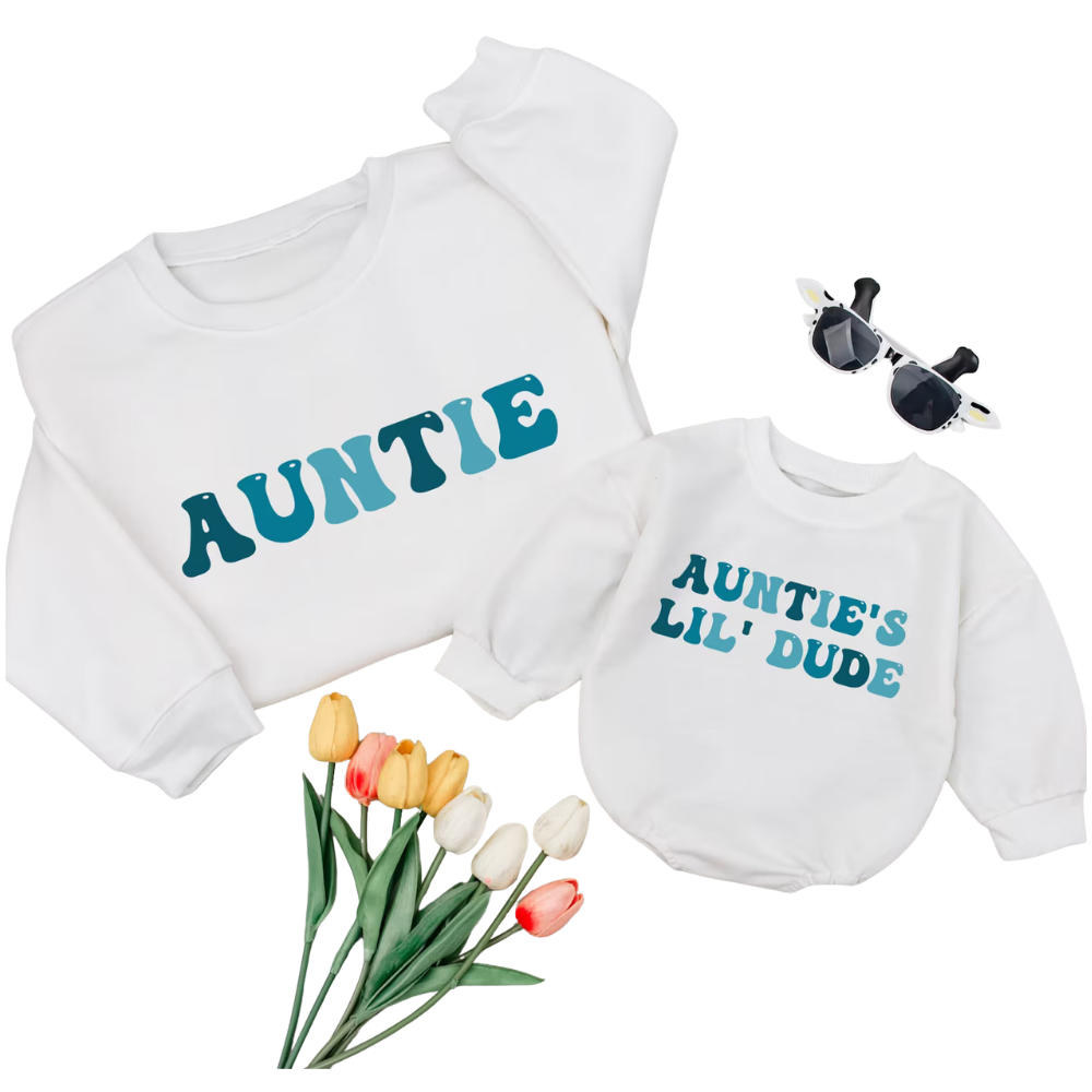 Auntie And Auntie's Little Dude Matching Sweatshirt, Aunt And Nephew Sweatshirt Matching ET1641