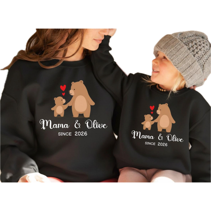 Custom Bear Mama And Mini Sweatshirt Matching, Custom Mommy And Baby Bear Sweatshirts ET1508