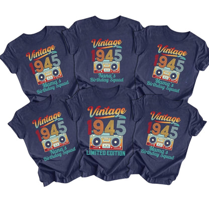 Vintage Limited Edition 80th Custom Birthday Matching Family T Shirts, Custom 80th Birthday Retro Matching Shirts For Family ET0392