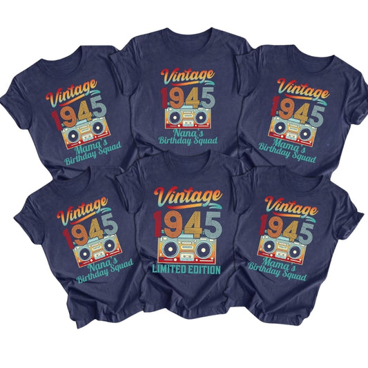 Vintage Limited Edition 80th Custom Birthday Matching Family T Shirts, Custom 80th Birthday Retro Matching Shirts For Family ET0392
