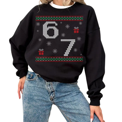 6 7 Ugly Christmas Sweatshirt, Funny Christmas Sweatshirt 2D0578