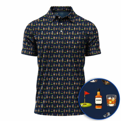 Bourbon Whiskey Golf Polo Shirts For Men, Bourbon Lovers Golf Shirts GE0399
