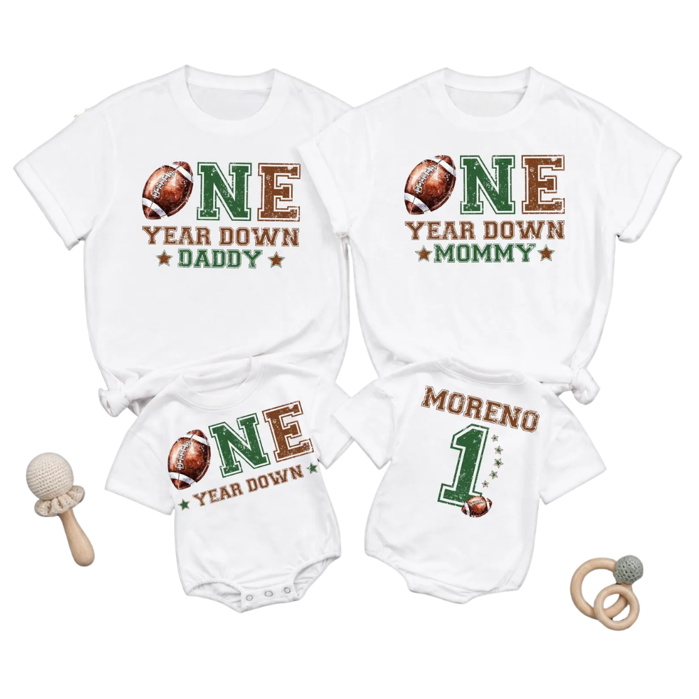 Family Matching Shirt One Year Down Custom Football First Birthday Family T Shirts Matching, Custom 1st Birthday Football Family Shirts ET1449