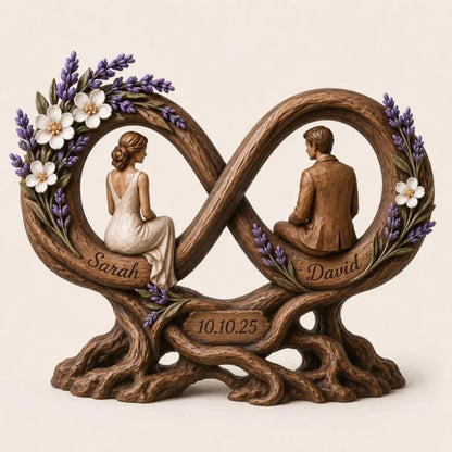Personalized Couple Infiniti Wooden Plaque, Custom Wedding Anniversary Wooden Block WD0795