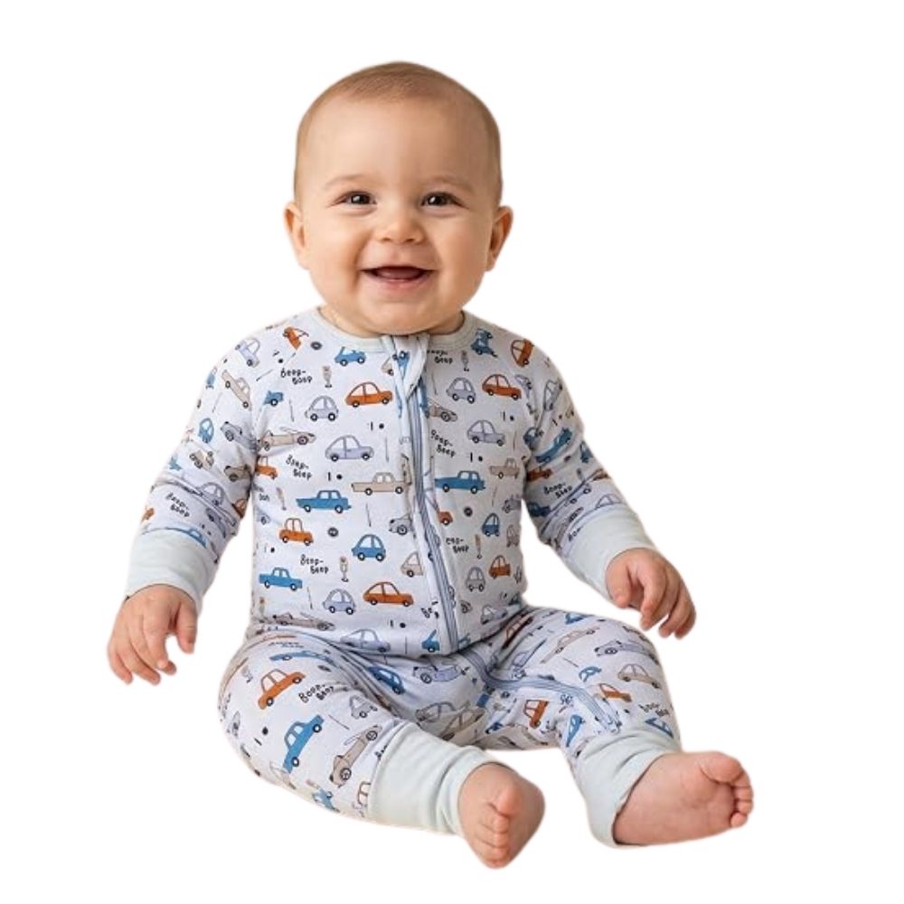 Car Traffic Jam Baby Convertible Zippy Romper, Car Lover Convertible Romper For Baby BB0405