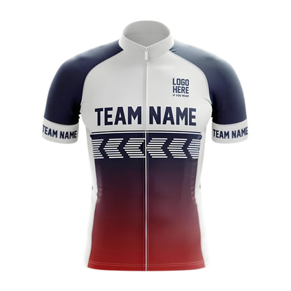 Blue Red And White Custom Team Cycling Short Sleeve Jersey For Mens, Custom Cycling Jerseys CZ0078
