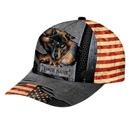 Custom Wolf American Flag Baseball 3D Printed Cap, Custom Wolf Patriotic Cap Hat CP0478