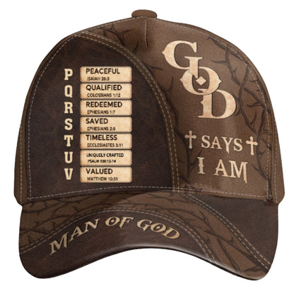 Man Of God God Says I Am Custom Jesus Baseball Cap, Custom  Bible Verse Christian Hat Caps CP0091