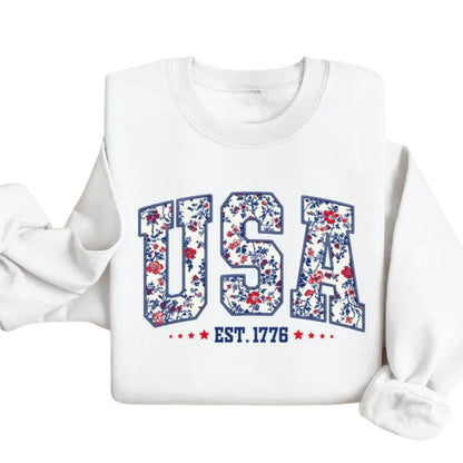 Floral USA Sweatshirt, Patriotic Sweatshirt 2D0457