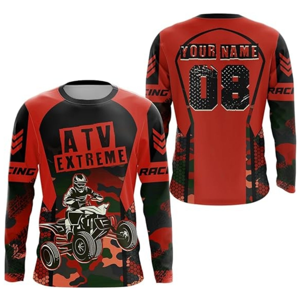 Custom Camouflage ATV Racing Long Sleeve Jersey Men, Custom Camo ATV Extreme Shirts MZ0075