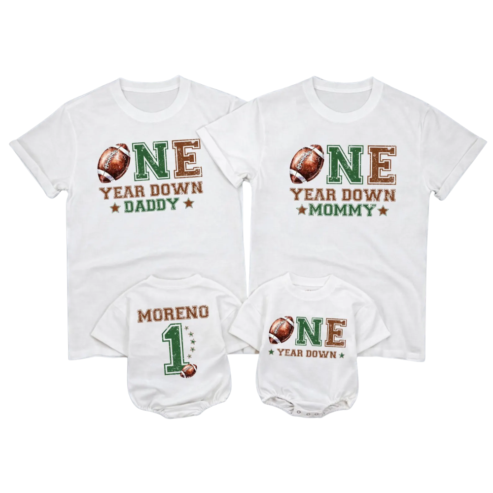 Family Matching Shirt One Year Down Custom Football First Birthday Family T Shirts Matching, Custom 1st Birthday Football Family Shirts ET1449