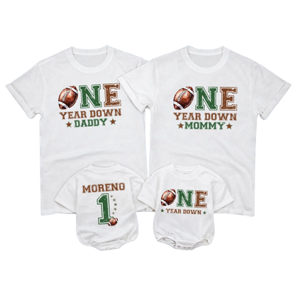 Family Matching Shirt One Year Down Custom Football First Birthday Family T Shirts Matching, Custom 1st Birthday Football Family Shirts ET1449