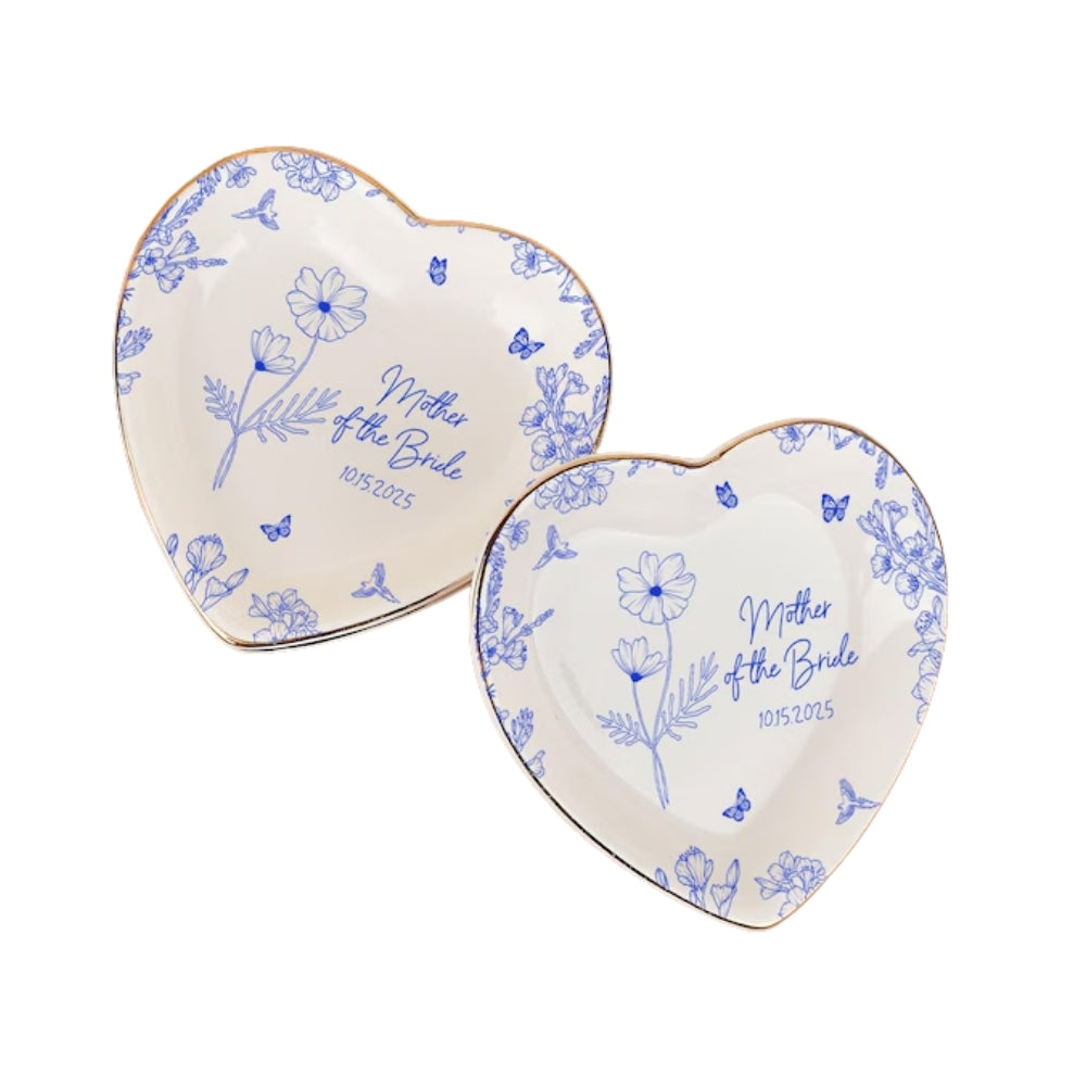 Custom Birth Month Flower Mother Of The Bride Groom Ring Dish, Personalized Wedding Jewelry Dish For Mom WD0151