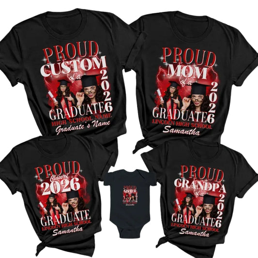 Custom Photo Family Proud Graduation T Shirts, Custom Matching Family Shirts For Graduation ET0092