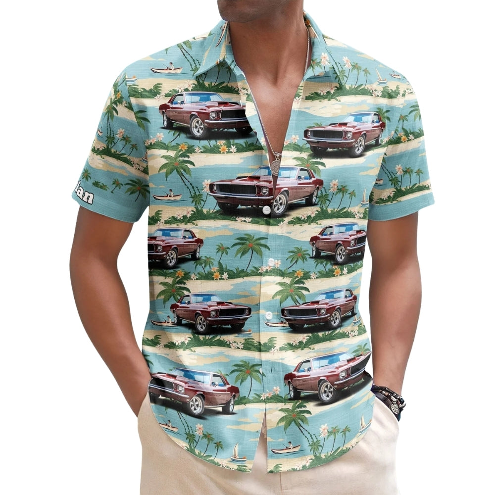 Custom Photo Car Tropical Hawaiian Shirt Mens, Custom Car Lover Hawaiian Shirts HE0599