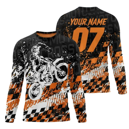 Custom Name Number Red Motocross Racing Long Sleeve Jersey Shirts For Men, Custom Dirt Bike Shirts ME0040