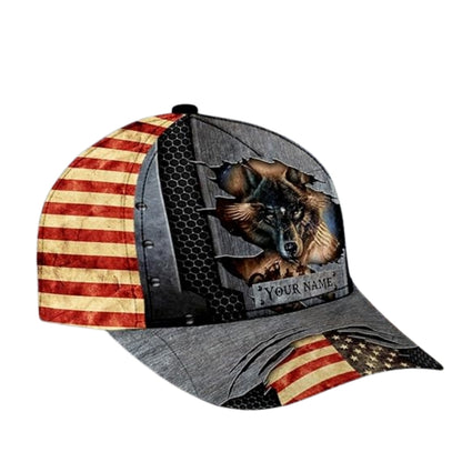 Custom Wolf American Flag Baseball 3D Printed Cap, Custom Wolf Patriotic Cap Hat CP0478