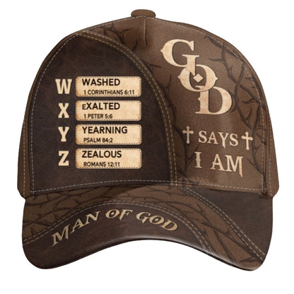 Man Of God God Says I Am Custom Jesus Baseball Cap, Custom  Bible Verse Christian Hat Caps CP0091