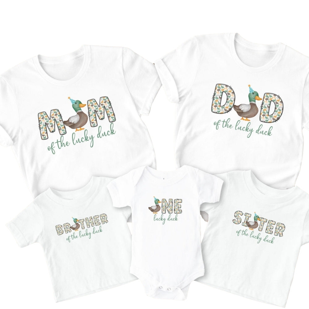 One Lucky Duck 1st Birthday Matching Family T Shirts, First Birthday Family Shirts ET0251