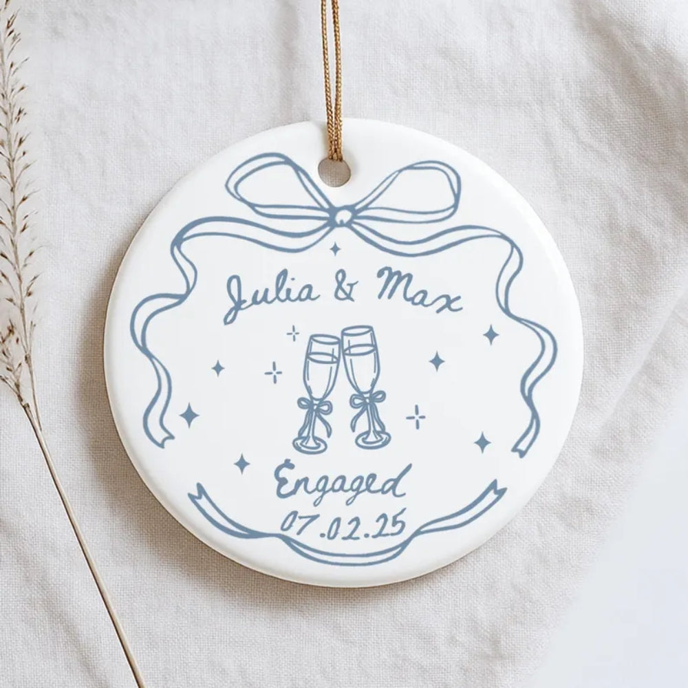 Personalized Engagement Ornament For Couple, Custom Wedding Engagement Ornament WD0033