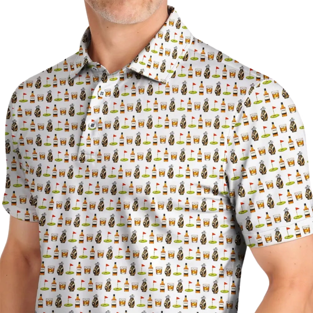 Bourbon Whiskey Golf Polo Shirts For Men, Bourbon Lovers Golf Shirts GE0399