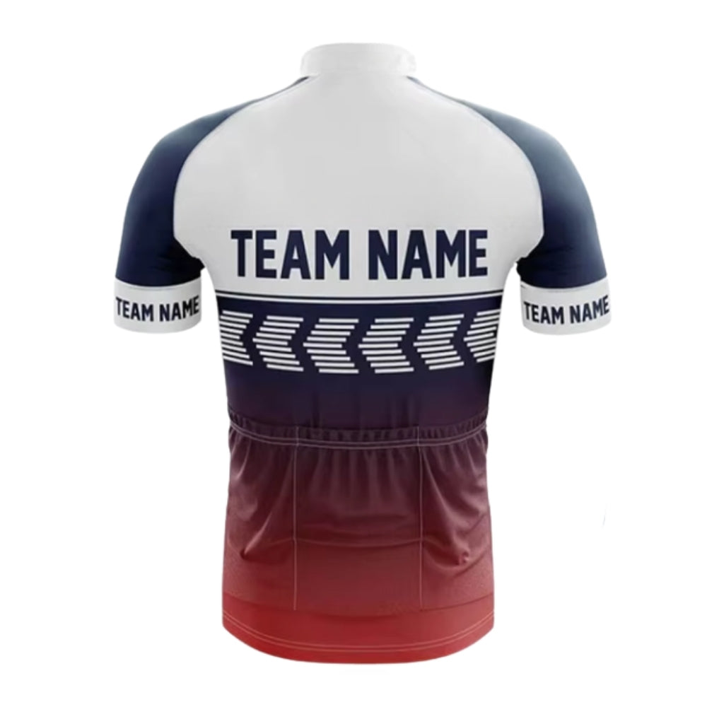 Blue Red And White Custom Team Cycling Short Sleeve Jersey For Mens, Custom Cycling Jerseys CZ0078