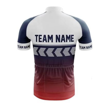 Blue Red And White Custom Team Cycling Short Sleeve Jersey For Mens, Custom Cycling Jerseys CZ0078