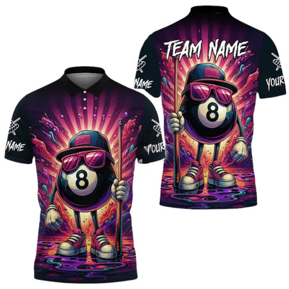 Custom Funny 8 Ball Polo Shirt For Men, Custom Graffiti Funny 8 Ball Team Shirts BIE0021