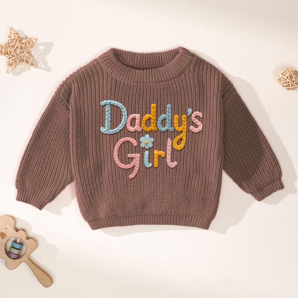 Daddy's Girl Baby Embroidered Knit Sweater, Baby Girl Sweatshirt BB0768