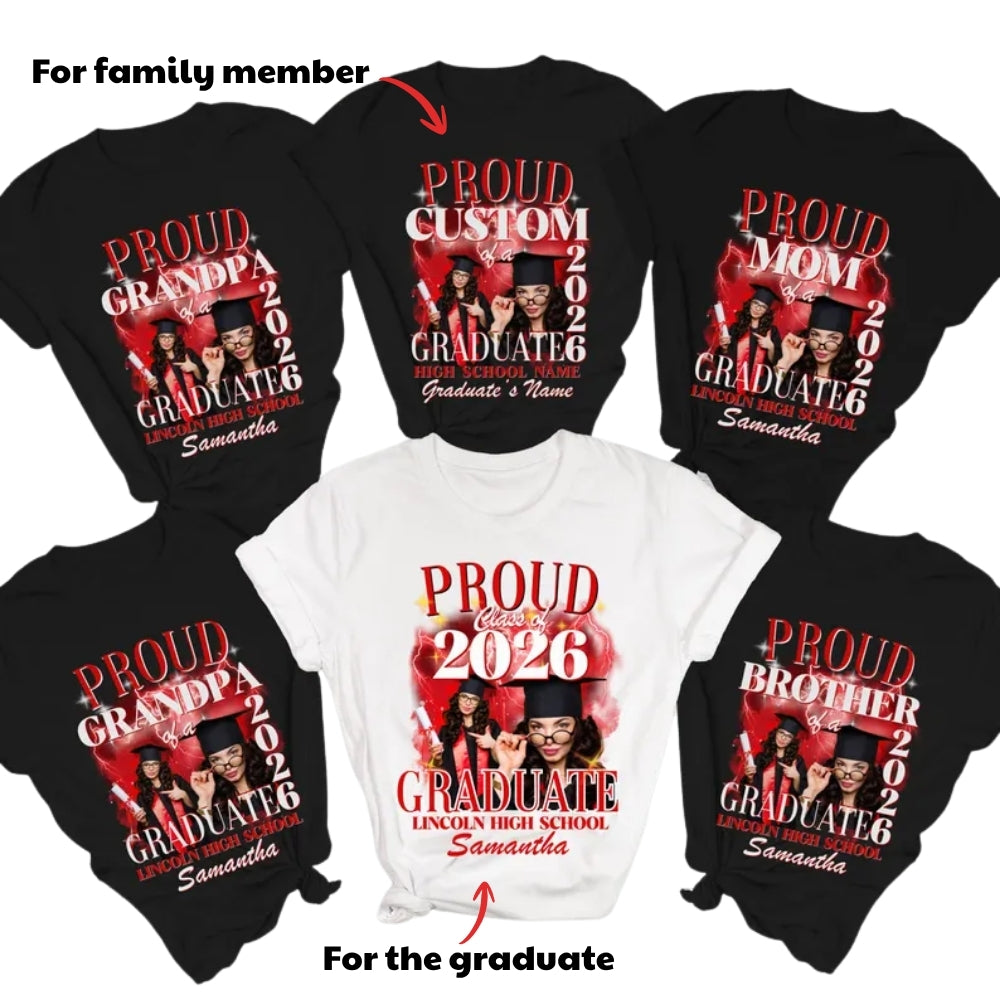 Custom Photo Family Proud Graduation T Shirts, Custom Matching Family Shirts For Graduation ET0092