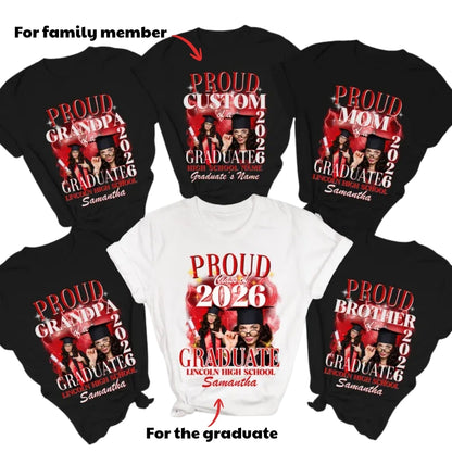 Custom Photo Family Proud Graduation T Shirts, Custom Matching Family Shirts For Graduation ET0092
