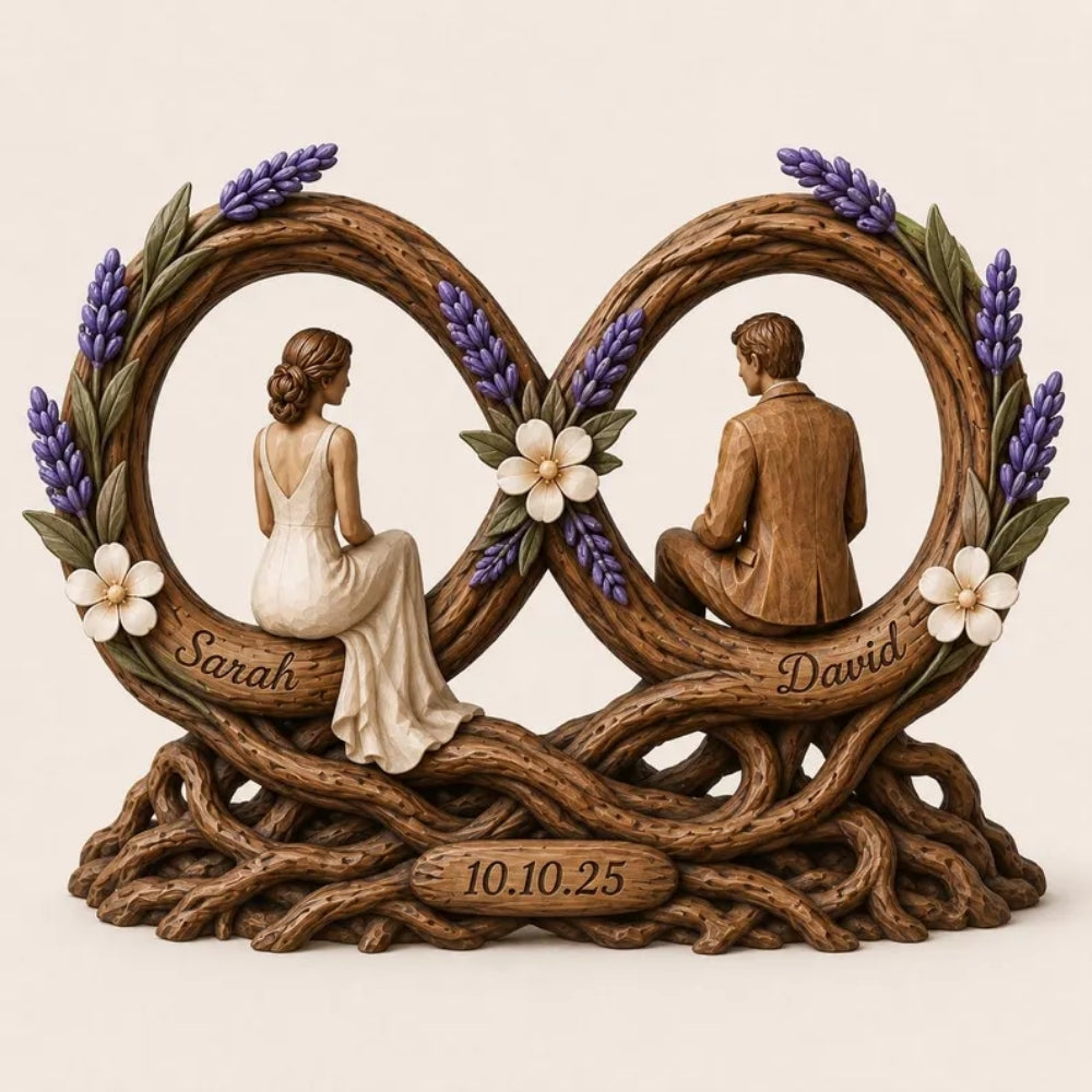 Personalized Couple Infiniti Wooden Plaque, Custom Wedding Anniversary Wooden Block WD0795
