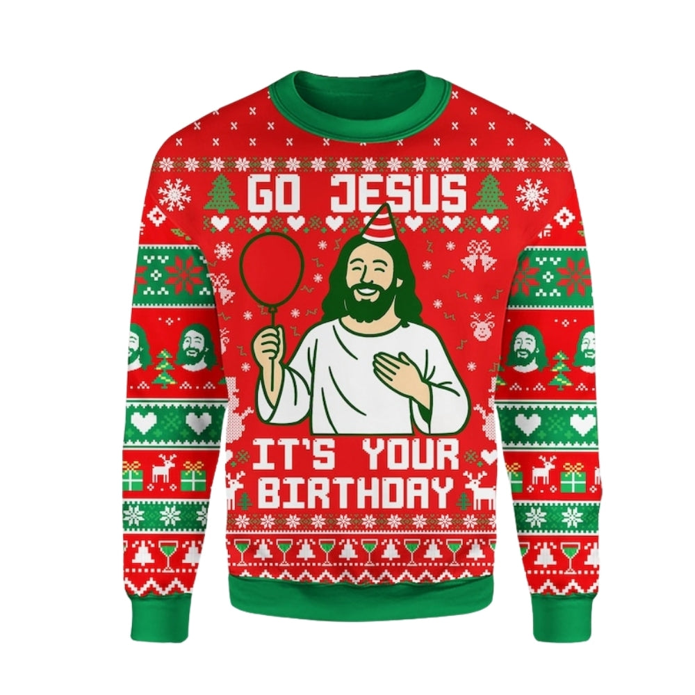 Go Jesus It's Your Birthday Christmas Sweatshirt, Funny Christian Sweatshirt For Christmas 2D1082