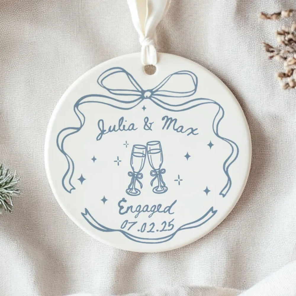 Personalized Engagement Ornament For Couple, Custom Wedding Engagement Ornament WD0033