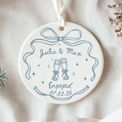 Personalized Engagement Ornament For Couple, Custom Wedding Engagement Ornament WD0033