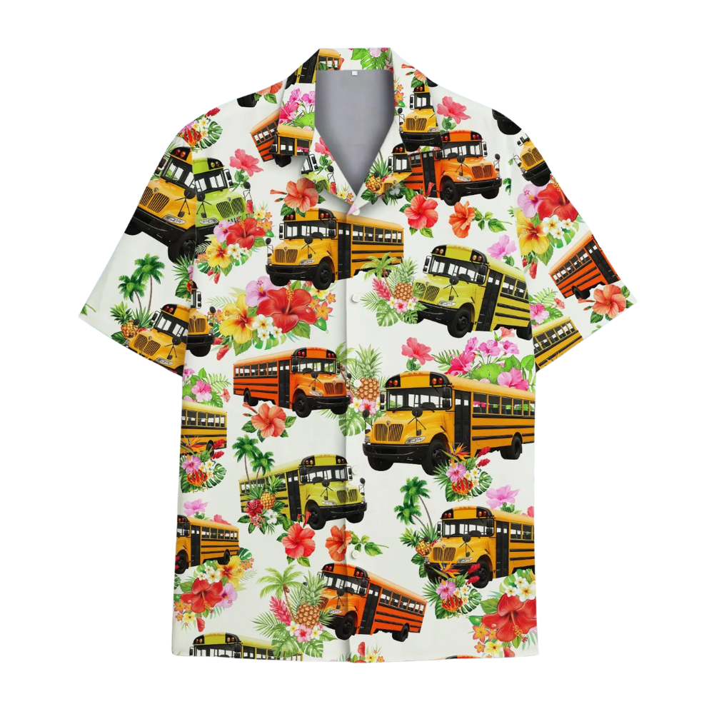 School Bus Floral Hawaiian Shirt For Men Women, Tropical School Bus Hawaiian Shirt For Driver HE0235