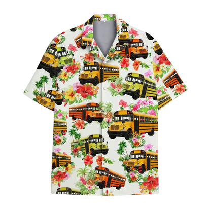 School Bus Floral Hawaiian Shirt For Men Women, Tropical School Bus Hawaiian Shirt For Driver HE0235