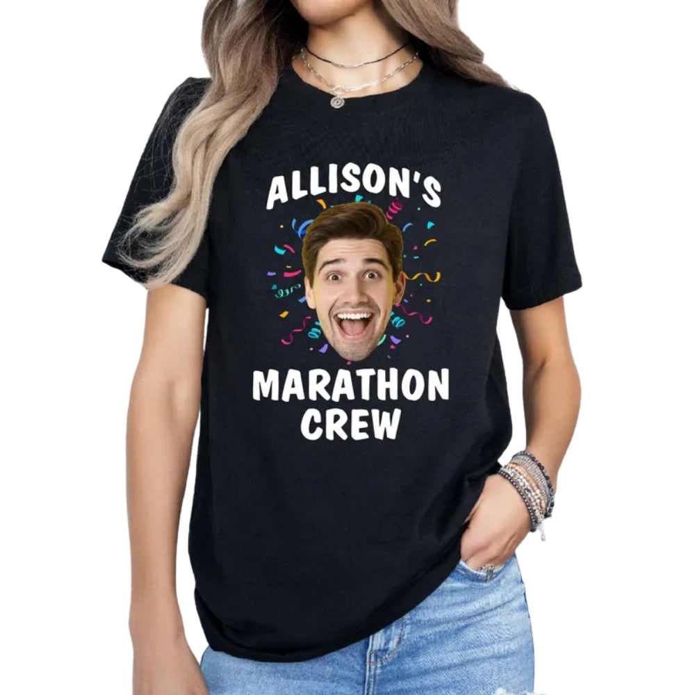 Marathon Crew Stronger With Every Step Custom Photo Matching T Shirts, Custom Marathon Matching Shirts For Team ET0873