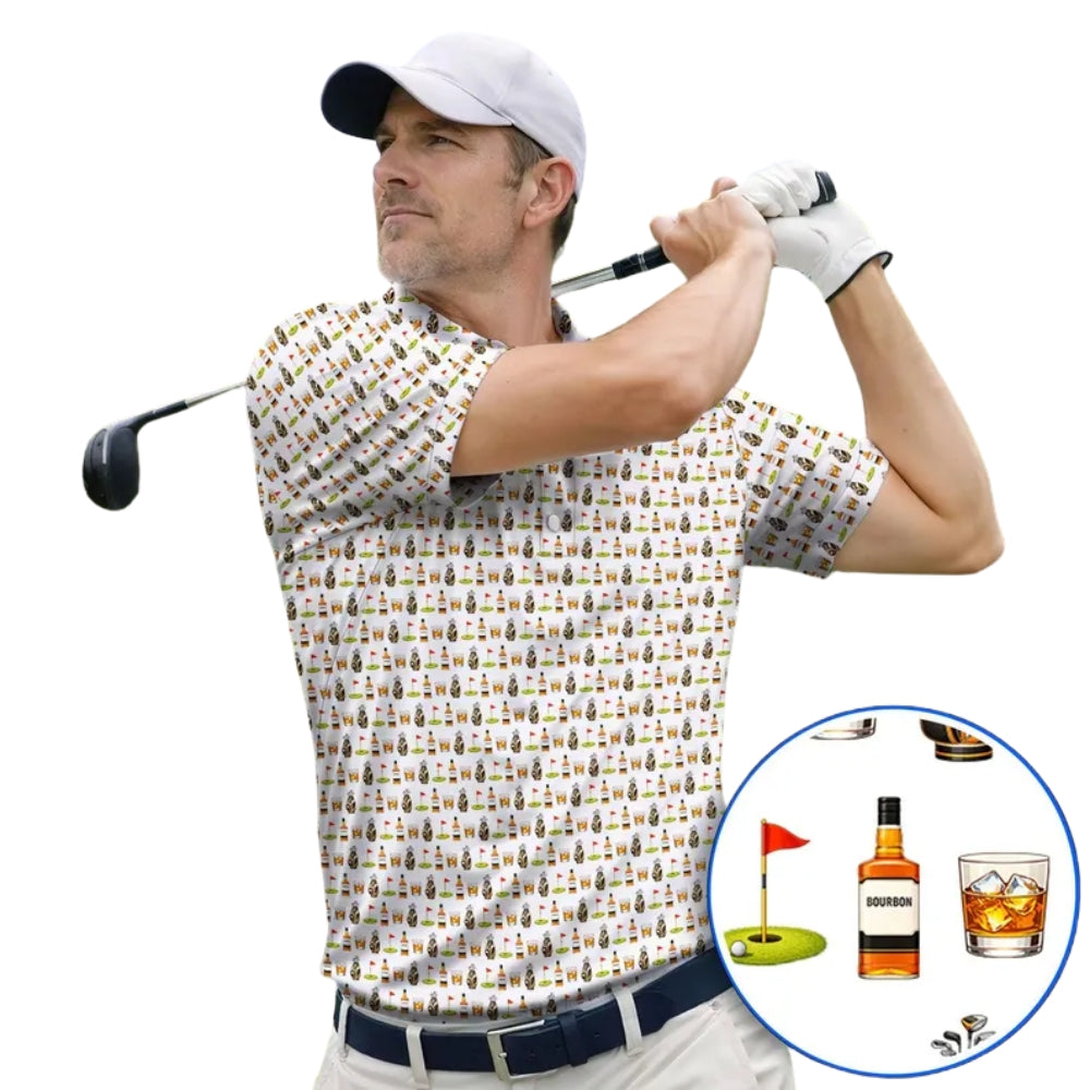 Bourbon Whiskey Golf Polo Shirts For Men, Bourbon Lovers Golf Shirts GE0399