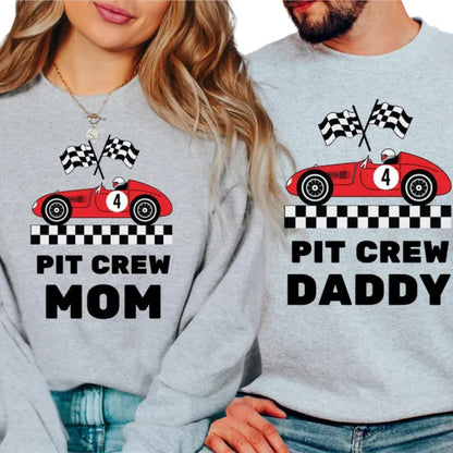 Custom Race Car Birthday Pit Crew Sweatshirts, Custom Mom and Dad Matching Birthday Sweatshirt 2D0458