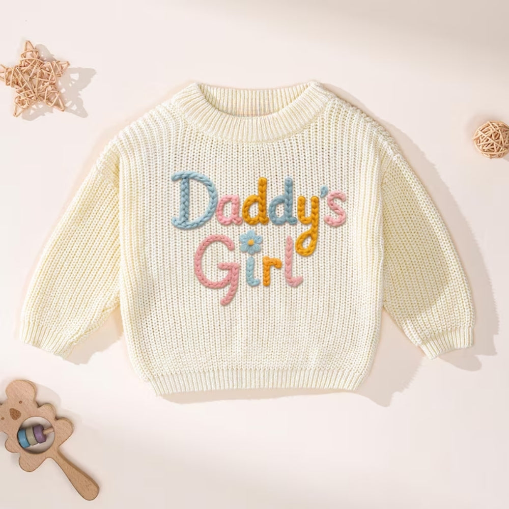 Daddy's Girl Baby Embroidered Knit Sweater, Baby Girl Sweatshirt BB0768