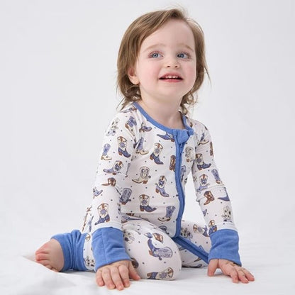 Blue Boots Western Baby Convertible Zipper Romper, Western Baby Convertible Romper BB0406