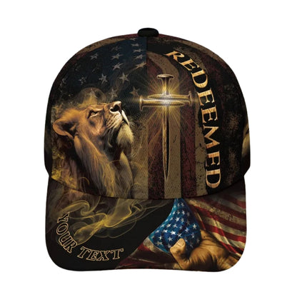 Custom Redeemed Lion Christian 3D Baseball Cap, Custom Christian Hats Caps CP0101
