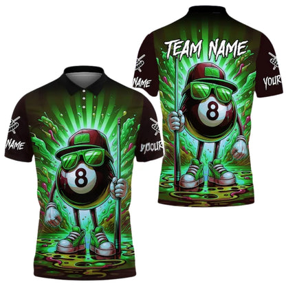 Custom Funny 8 Ball Polo Shirt For Men, Custom Graffiti Funny 8 Ball Team Shirts BIE0021