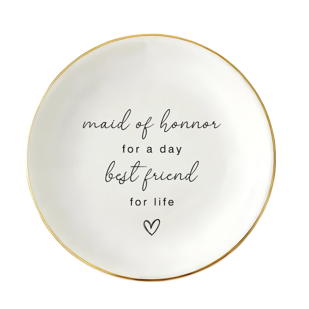 Maid of Honor Best Friend For Life Jewelry Dish, Wedding Bridesmaid Ring Dish For Best Friend WD0433