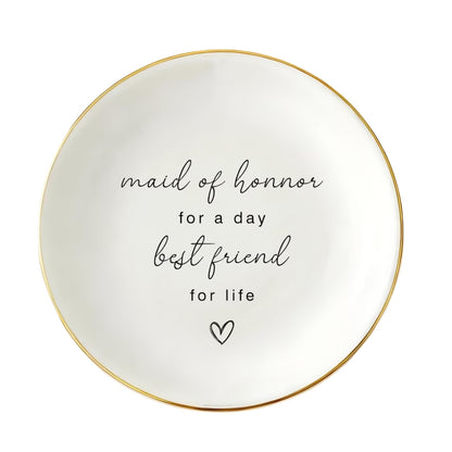 Maid of Honor Best Friend For Life Jewelry Dish, Wedding Bridesmaid Ring Dish For Best Friend WD0433