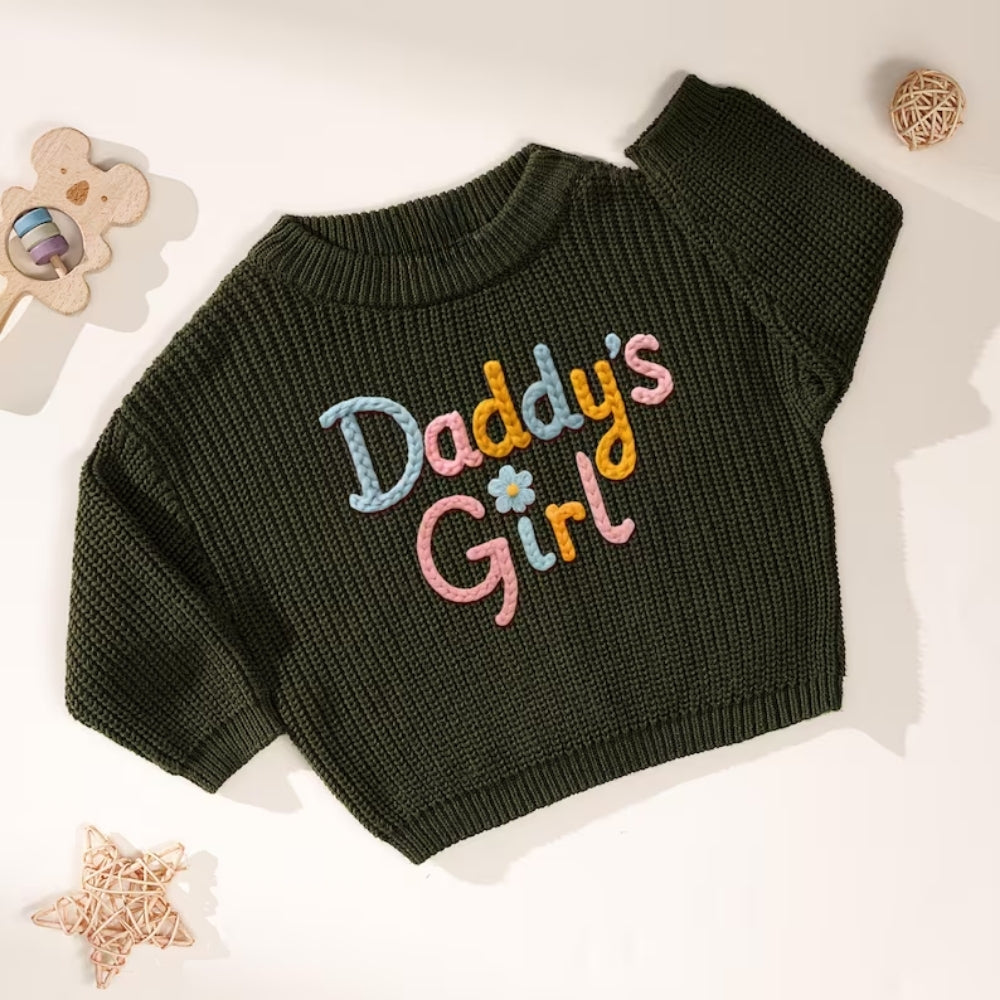 Daddy's Girl Baby Embroidered Knit Sweater, Baby Girl Sweatshirt BB0768