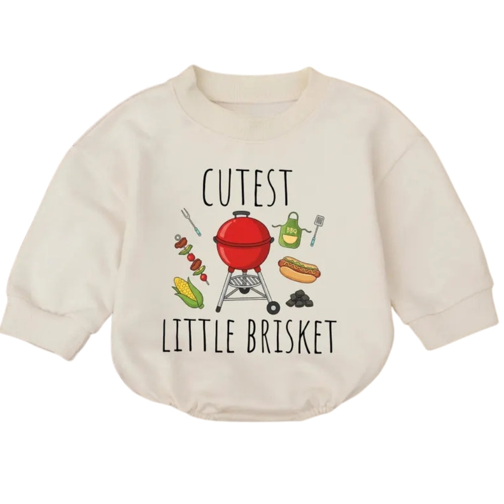 Cutest Little Brisket Baby Romper Sweatshirt, BBQ Romper Sweatshirt Baby BB0684